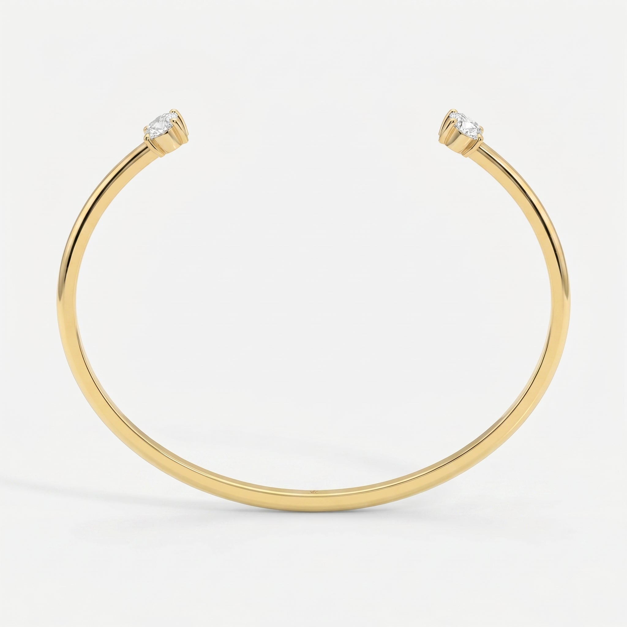  Minimalist Open Cuff Bracelet with Solitaire Oval Diamond
