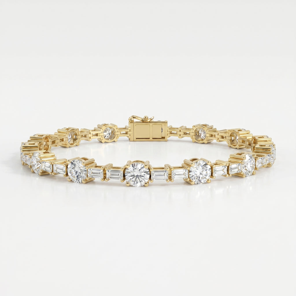 Baguette & Round Diamond Tennis Bracelet