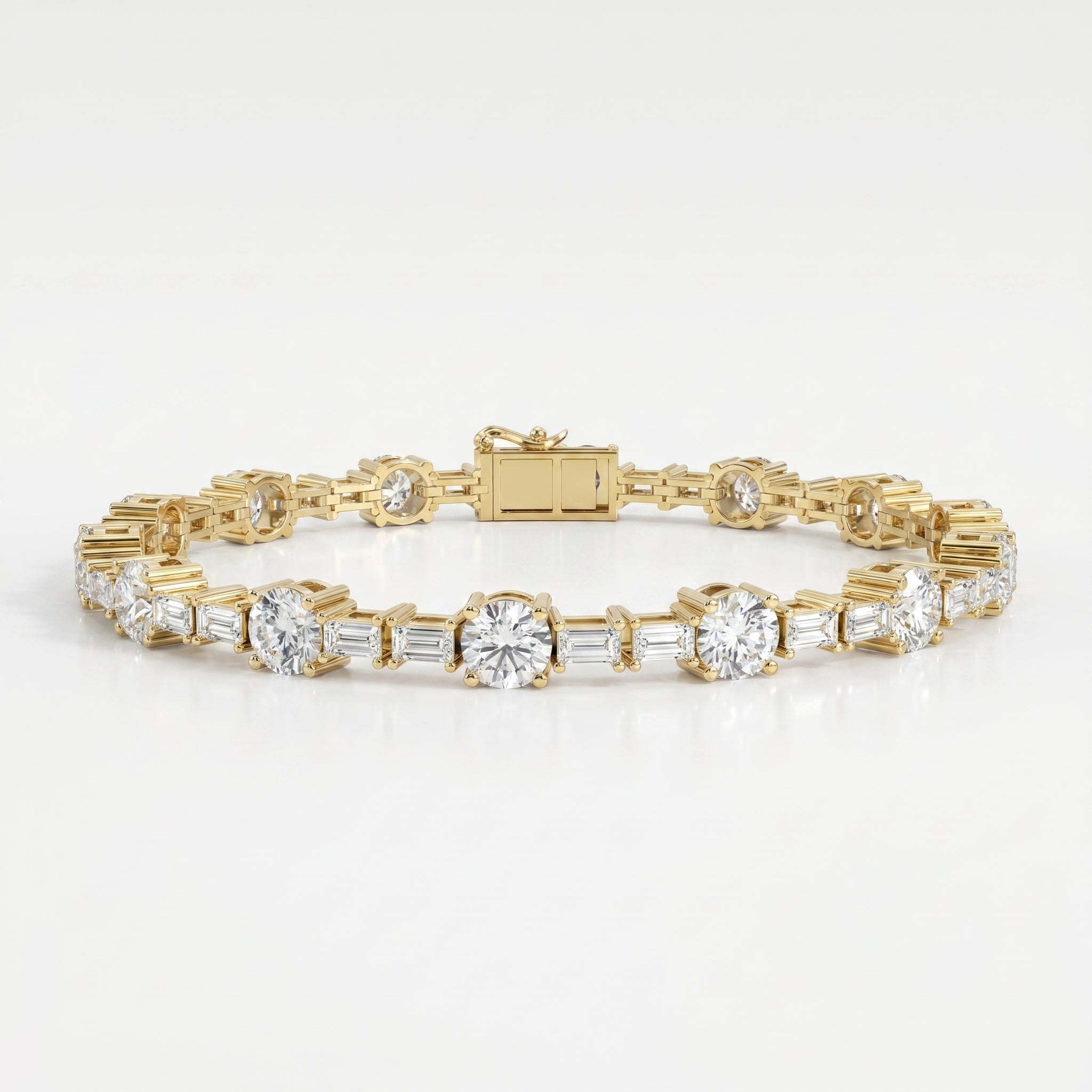 Baguette & Round Diamond Tennis Bracelet