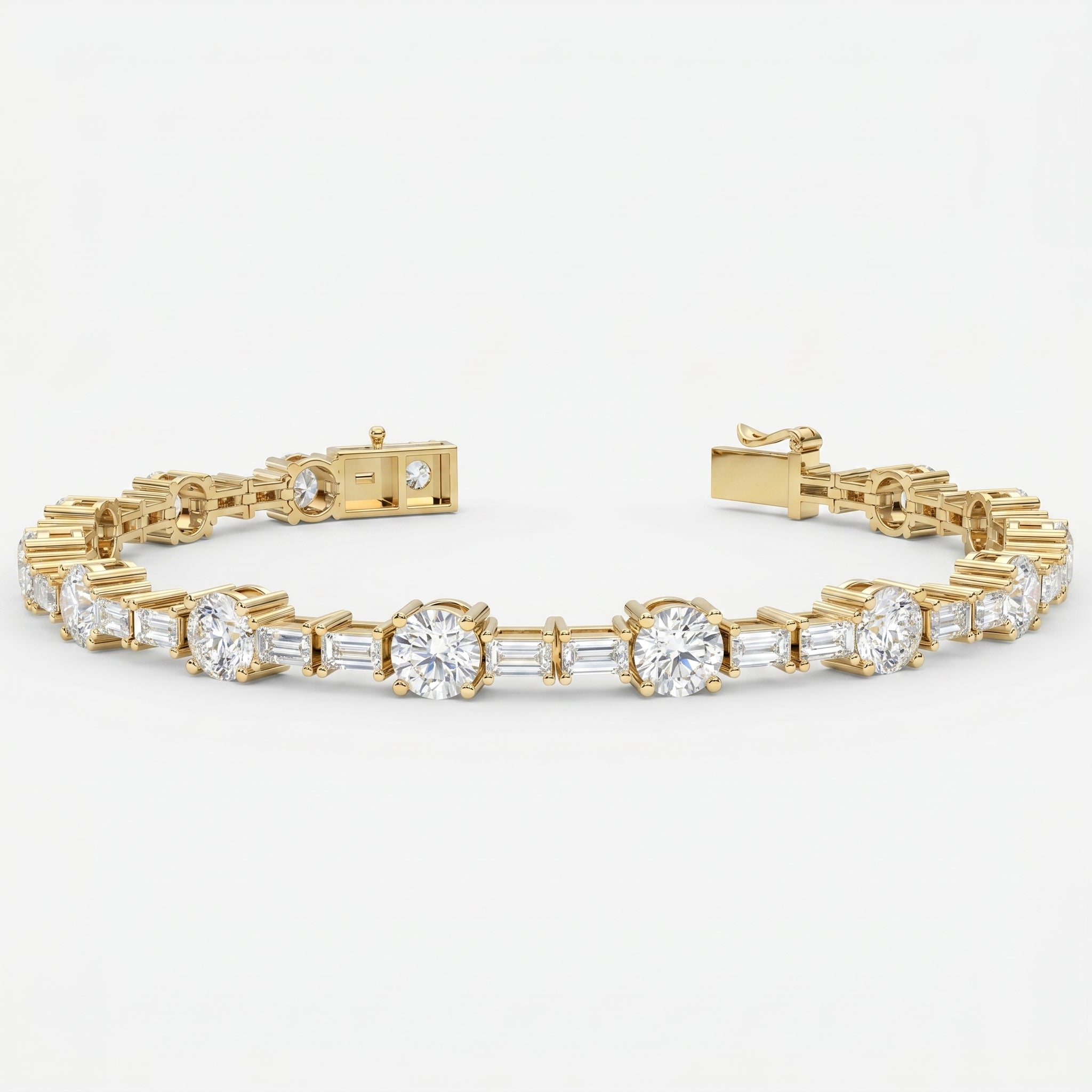 Baguette & Round Diamond Tennis Bracelet