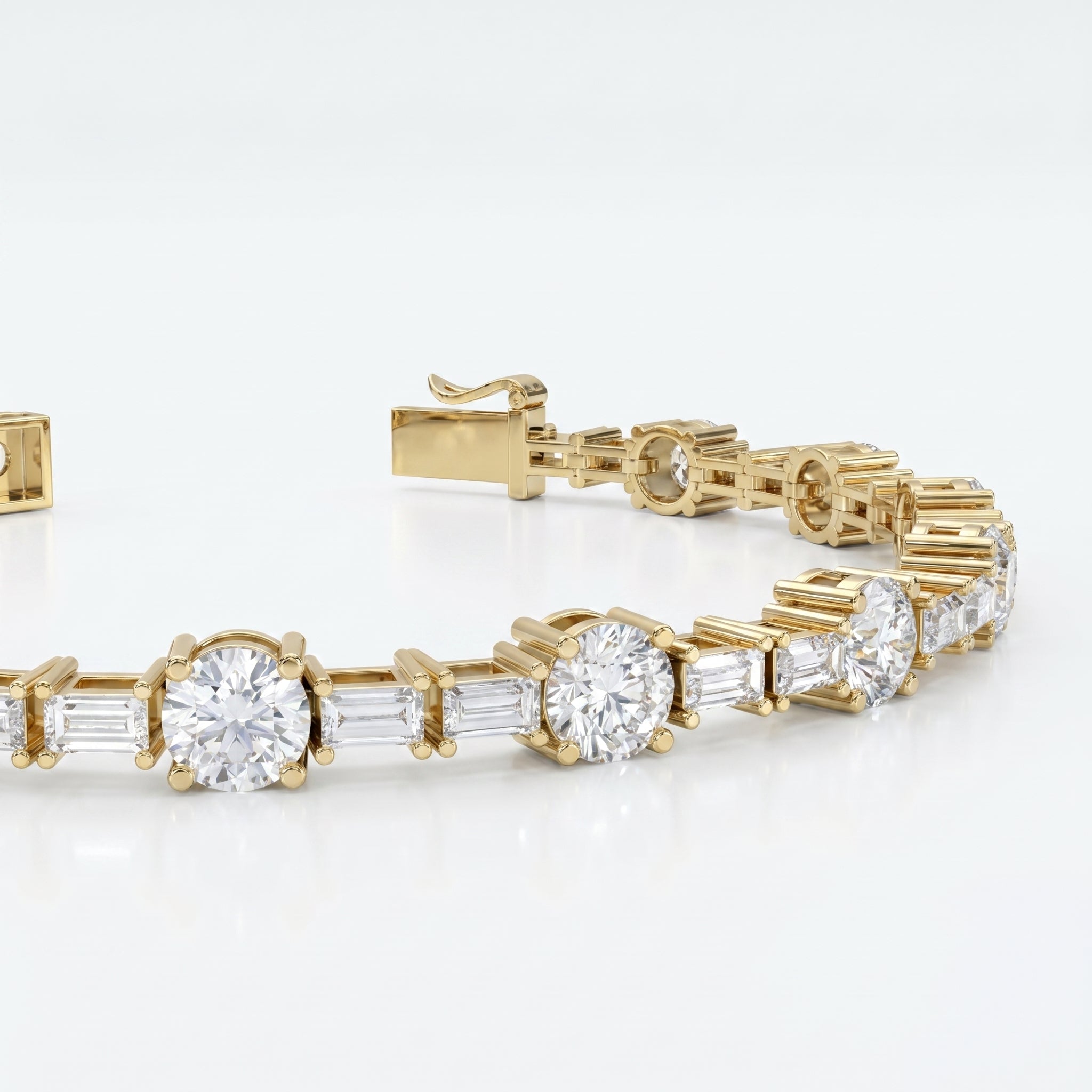 Baguette & Round Diamond Tennis Bracelet