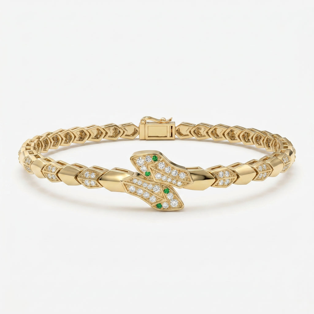 Premium Snake Shape Round Diamond Fashion Bracelet