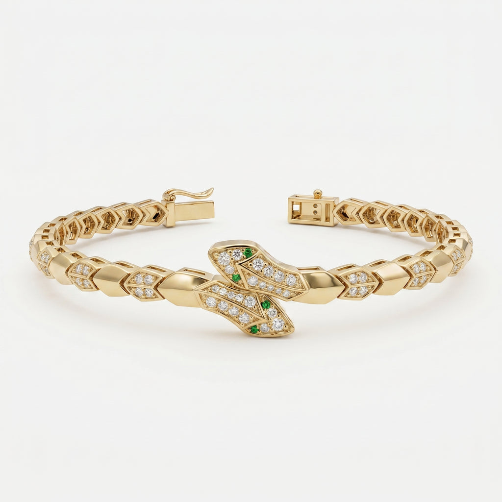 Premium Snake Shape Round Diamond Fashion Bracelet