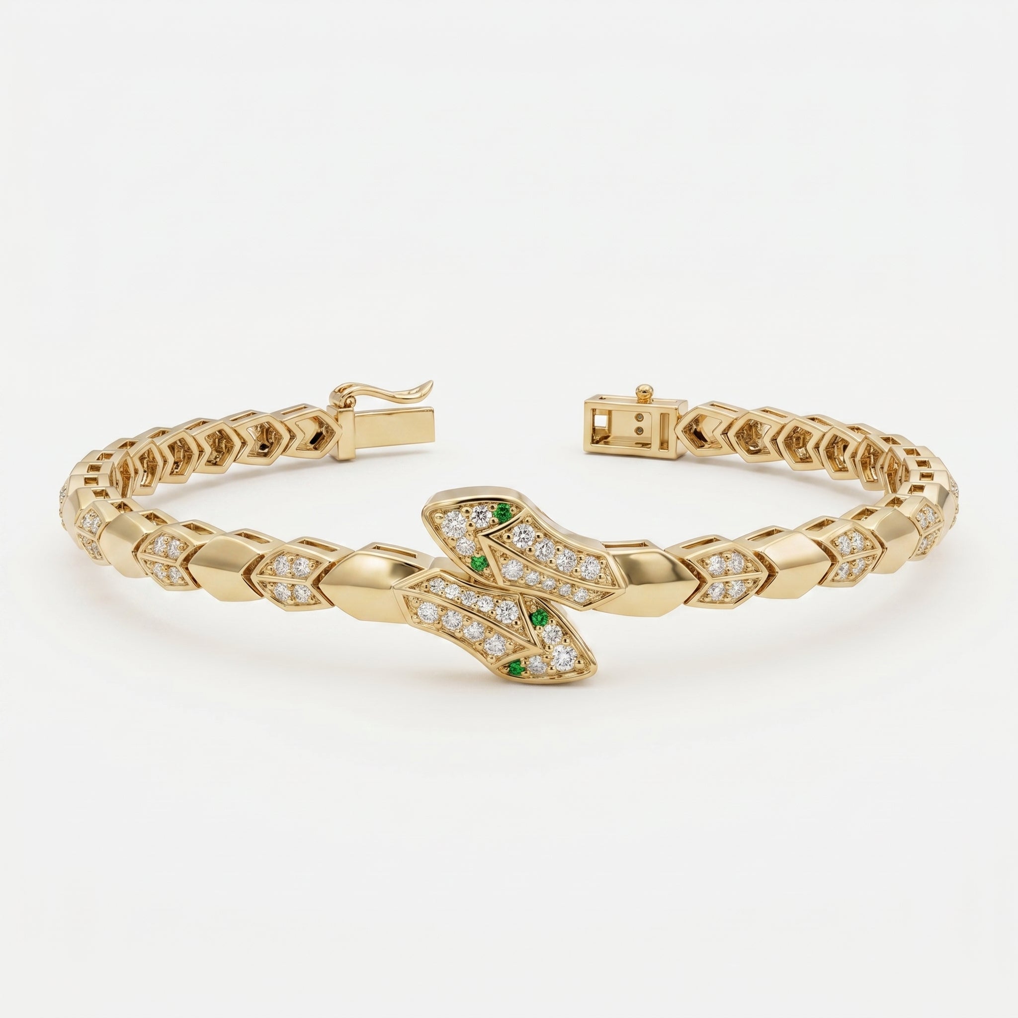 Premium Snake Shape Round Diamond Fashion Bracelet