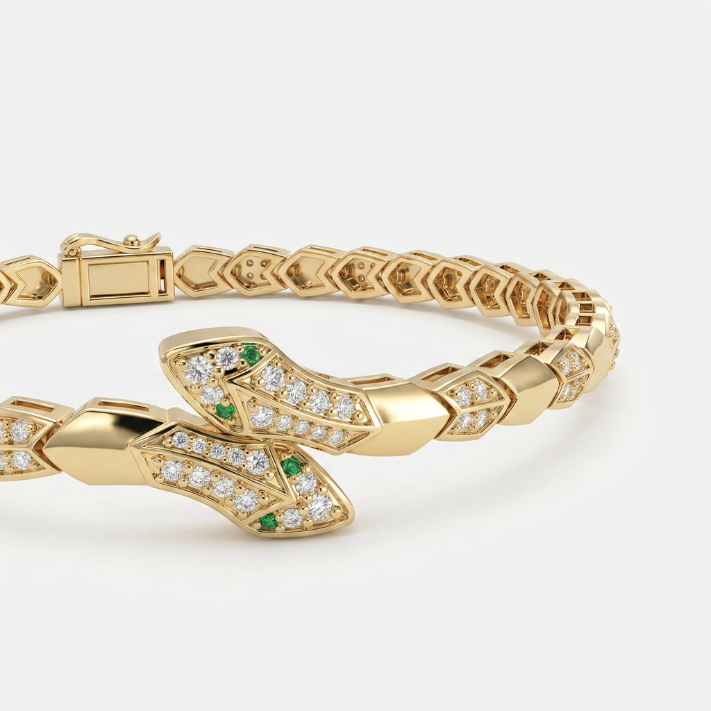 Premium Snake Shape Round Diamond Fashion Bracelet
