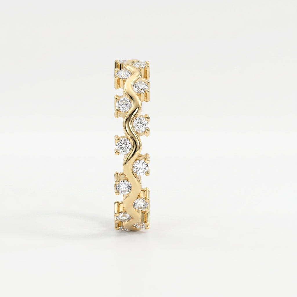 Curved Diamond Ring with Round Brilliant Cut Ring