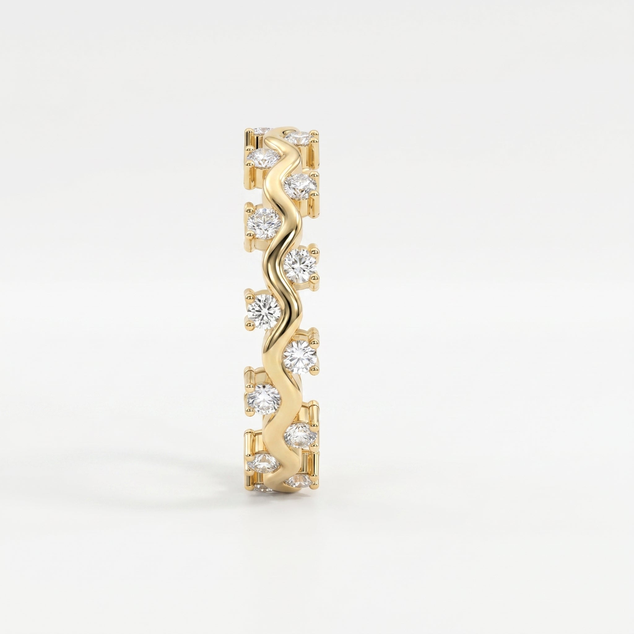 Curved Diamond Ring with Round Brilliant Cut Ring