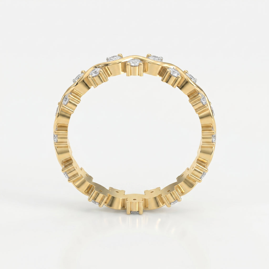 Curved Diamond Ring with Round Brilliant Cut Ring