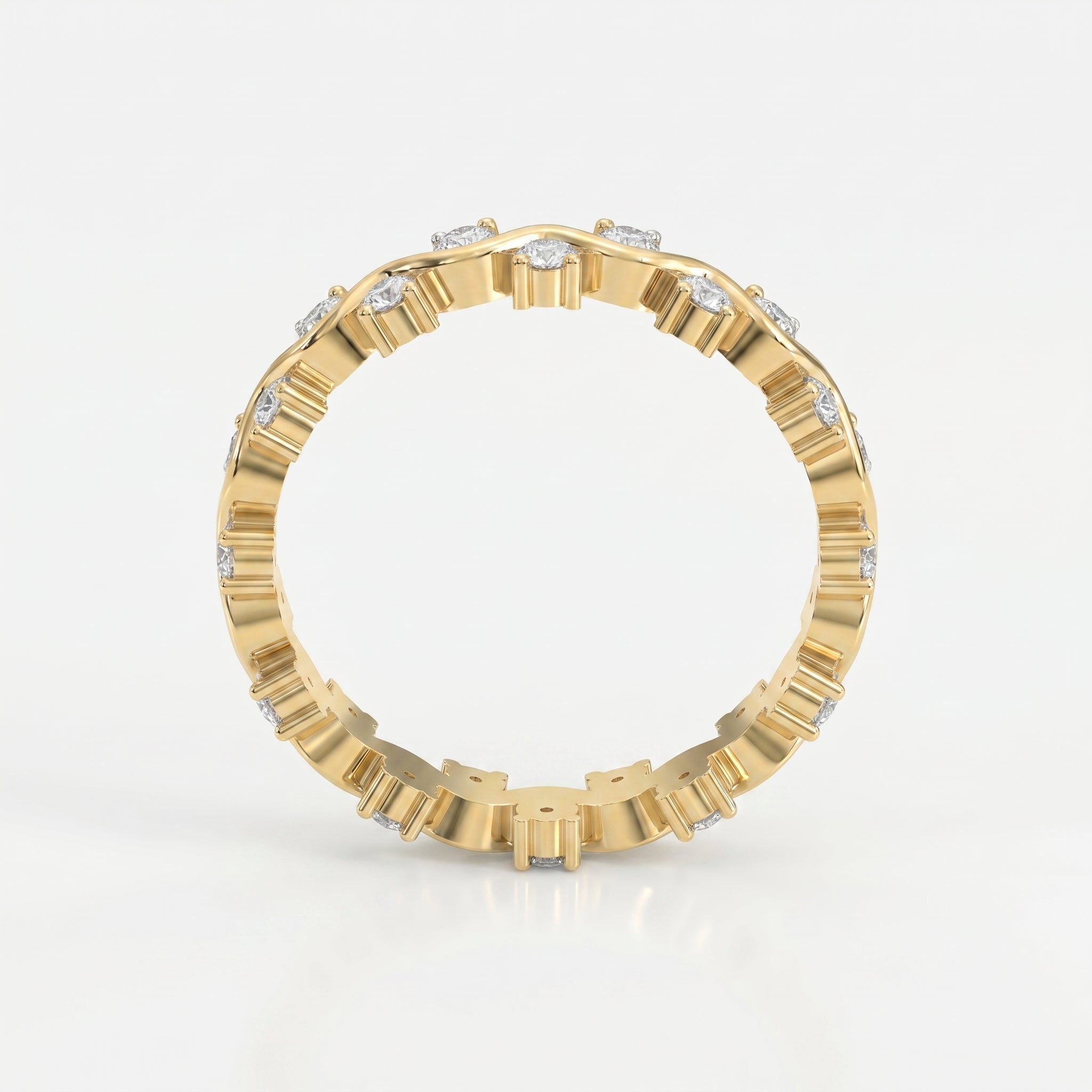 Curved Diamond Ring with Round Brilliant Cut Ring