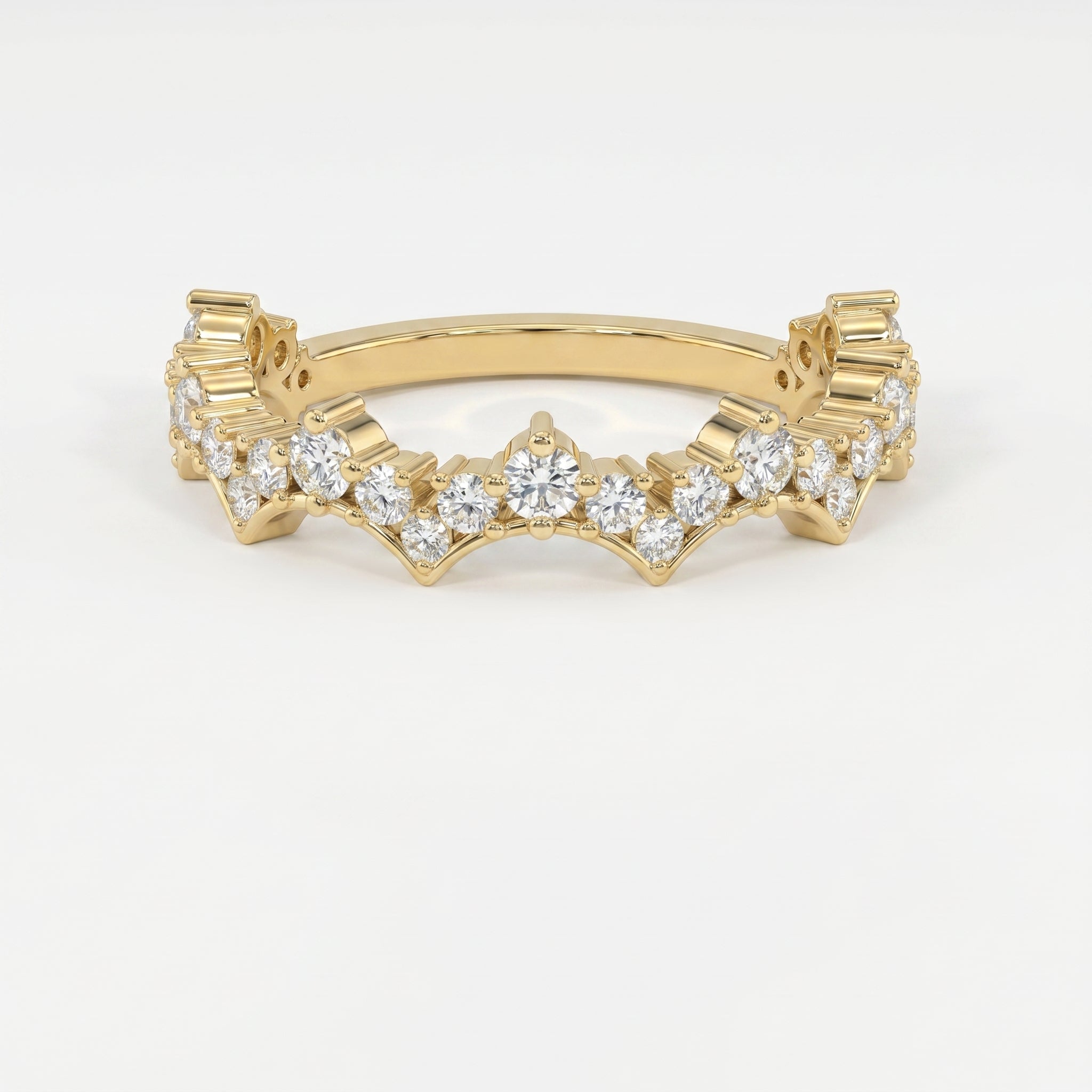 Round Diamond Curved Design Band
