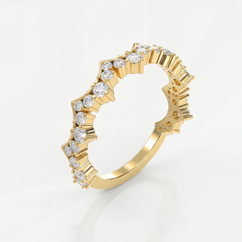 Round Diamond Curved Design Band