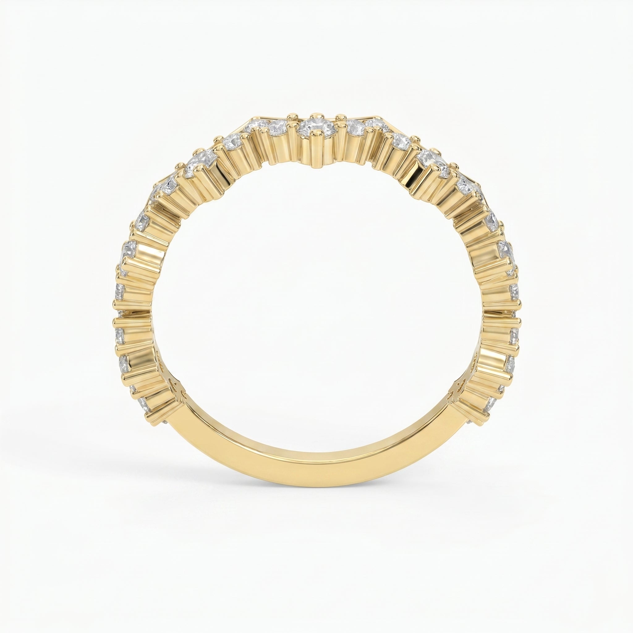Round Diamond Curved Design Band