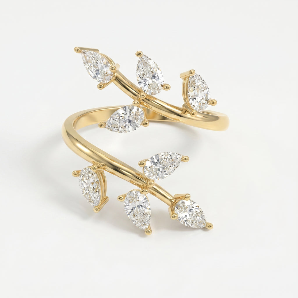 Pear Diamond Curved Design Band