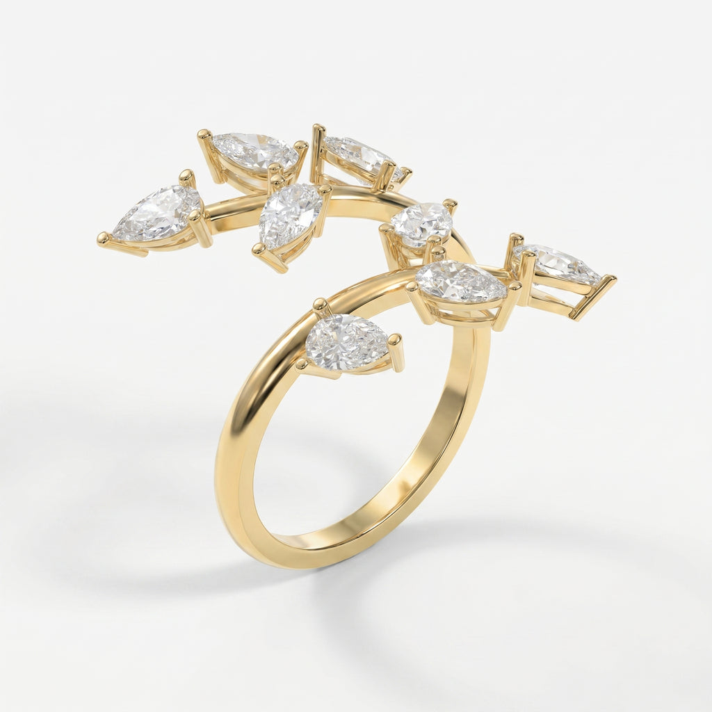 Pear Diamond Curved Design Band
