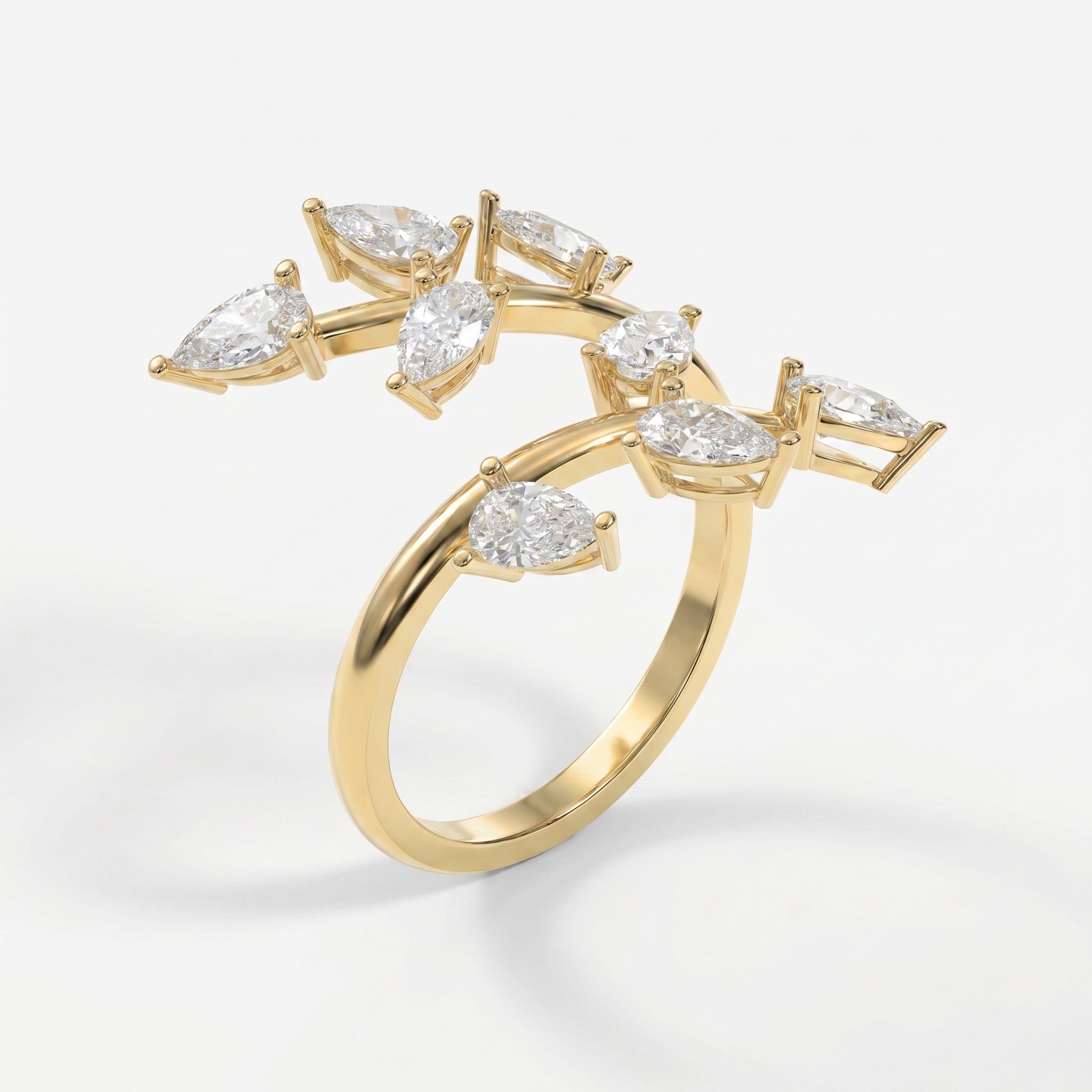 Pear Diamond Curved Design Band