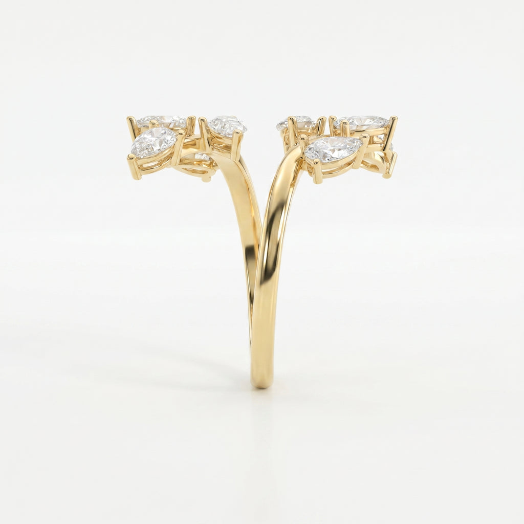 Pear Diamond Curved Design Band