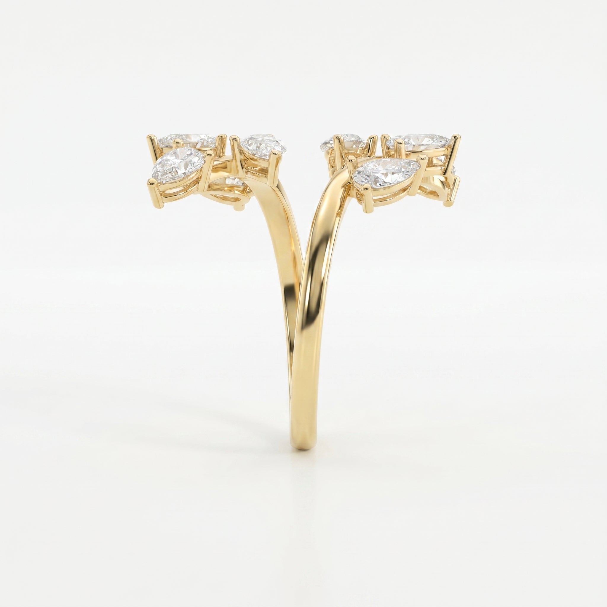 Pear Diamond Curved Design Band