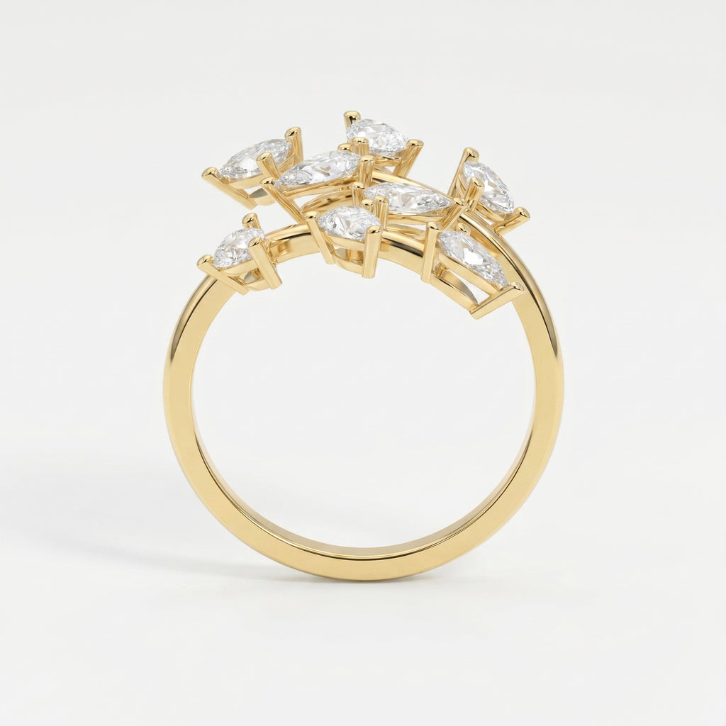 Pear Diamond Curved Design Band