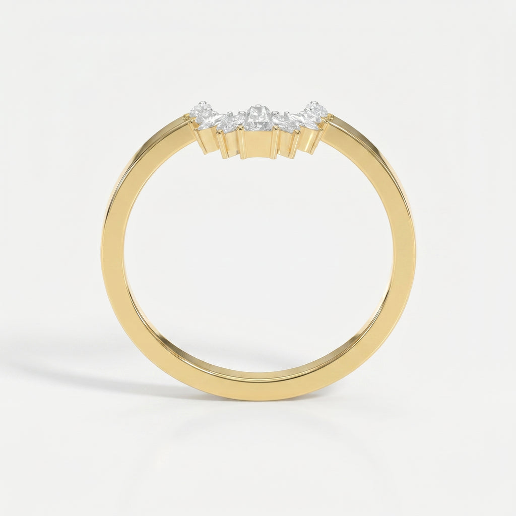 Gracefully Crafted Marquise &  Baguette Diamond Curved Design Ring