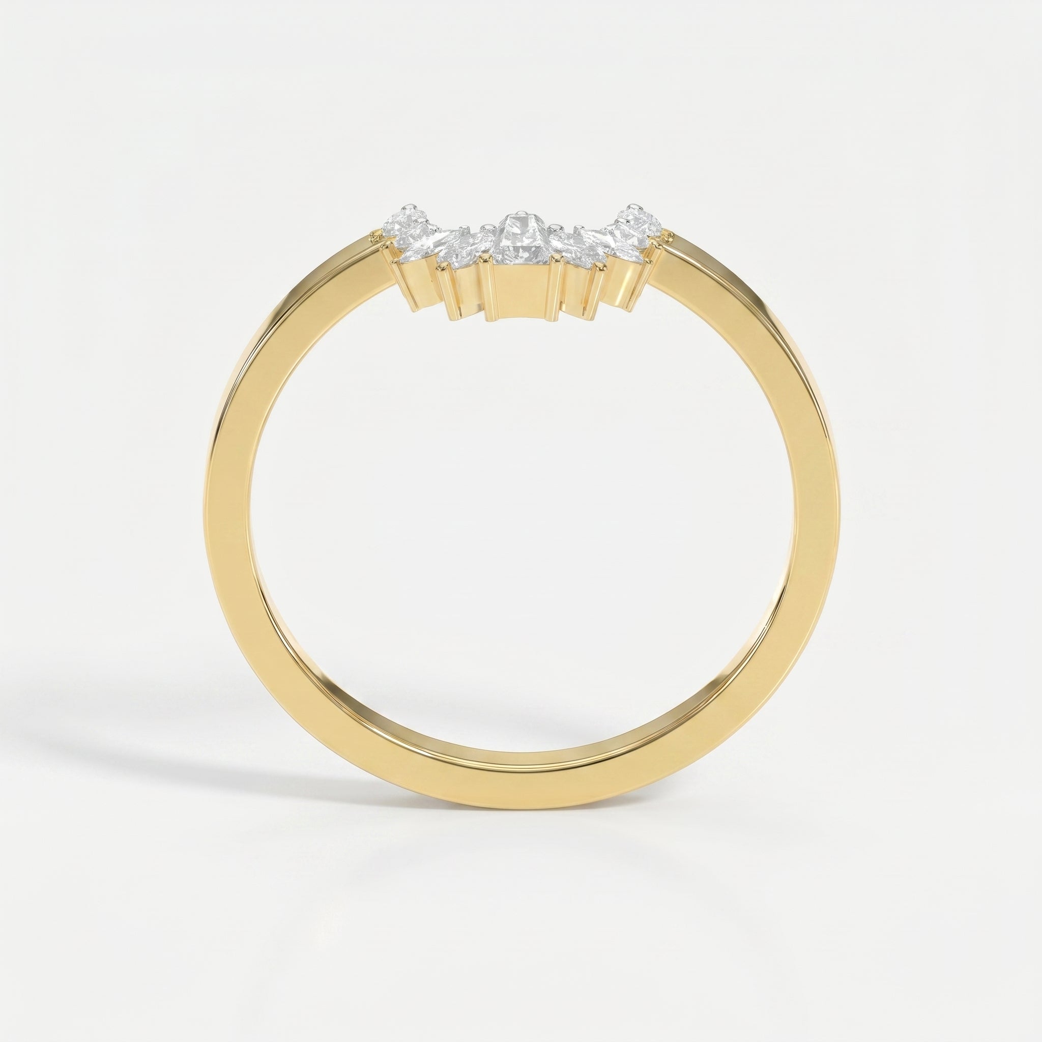 Gracefully Crafted Marquise &  Baguette Diamond Curved Design Ring