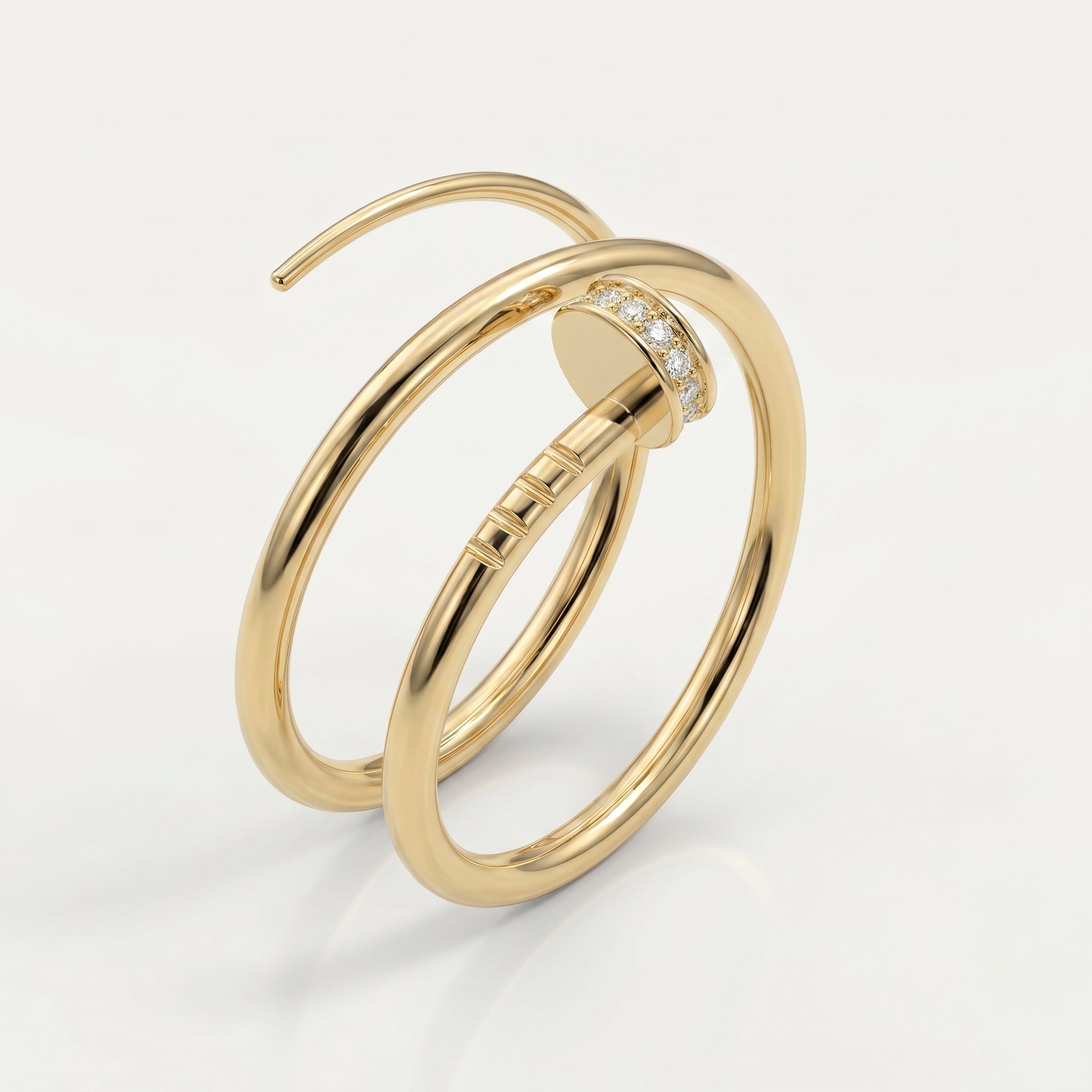 Nail Cuff Design Round Diamond Curved Ring