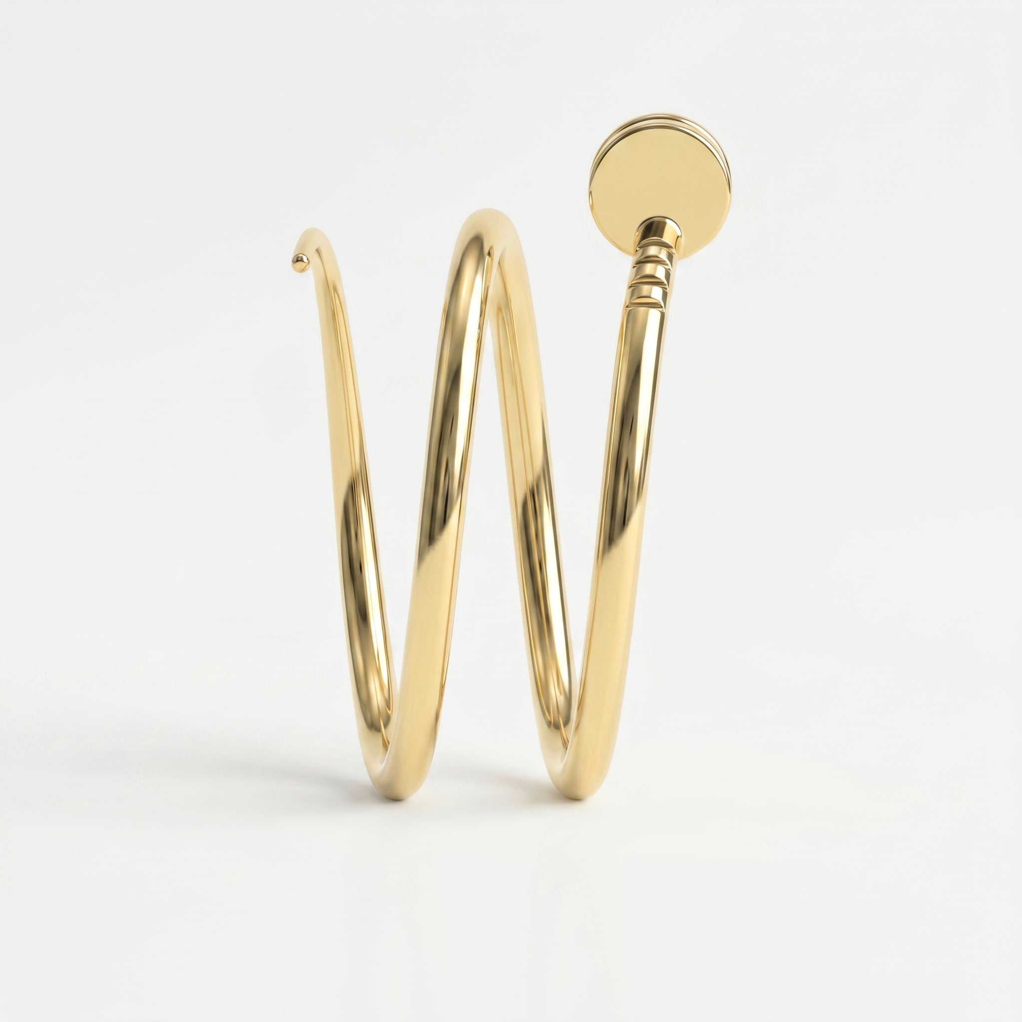 Nail Cuff Design Round Diamond Curved Ring