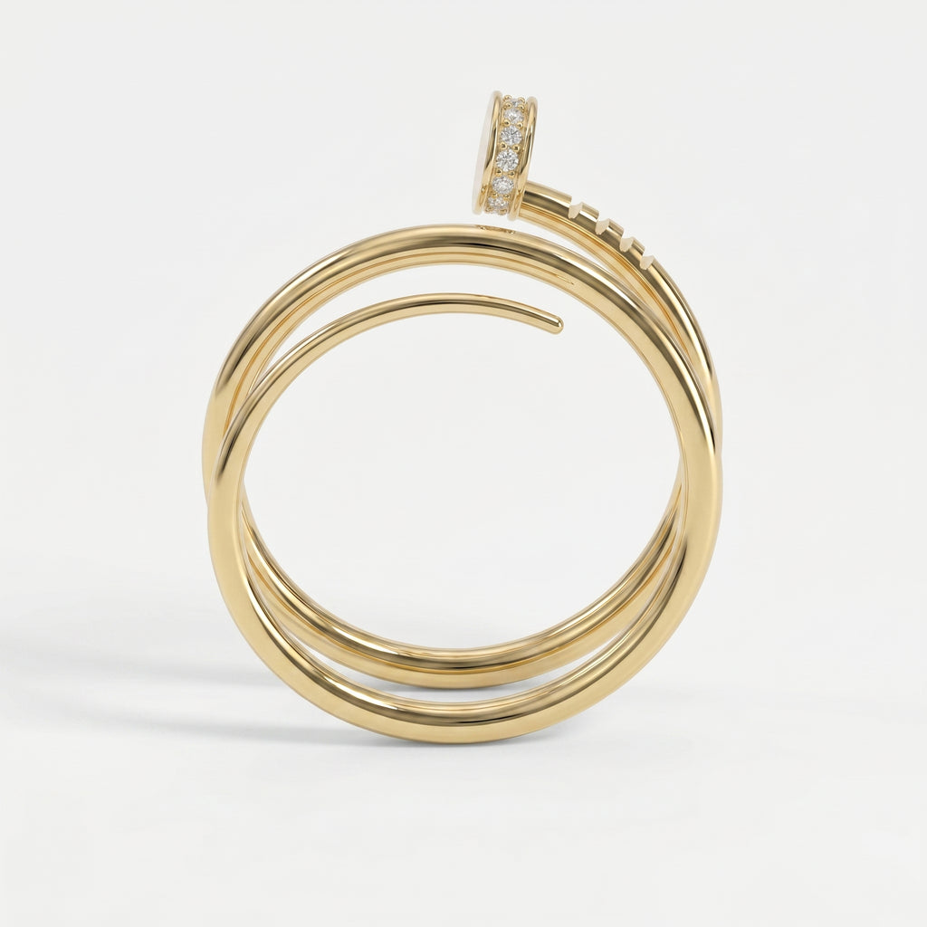 Nail Cuff Design Round Diamond Curved Ring