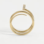 Nail Cuff Design Round Diamond Curved Ring