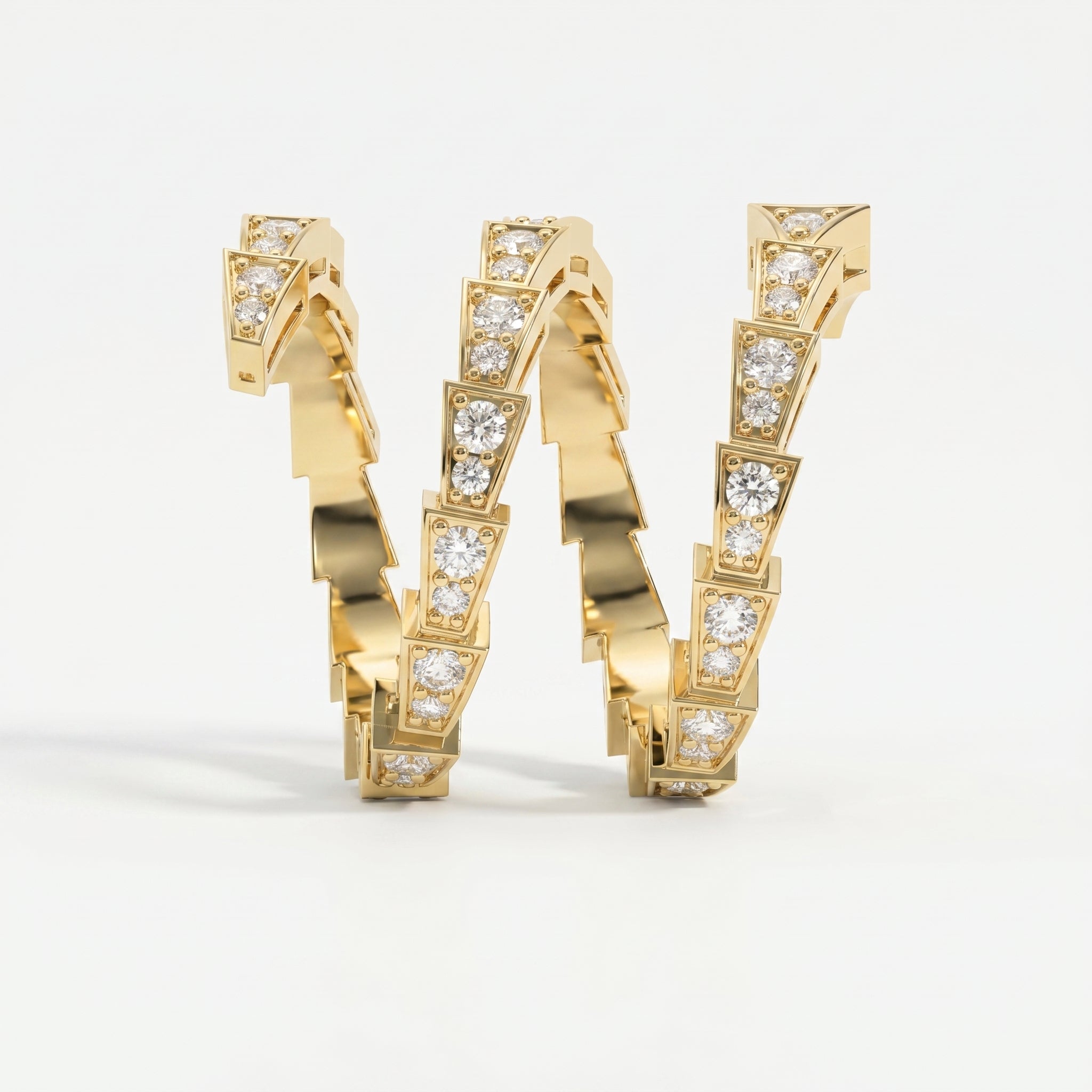 Diamond Studded Serpenti Viper Finger Curved Ring ( 1.40 - 1.60 ct. )