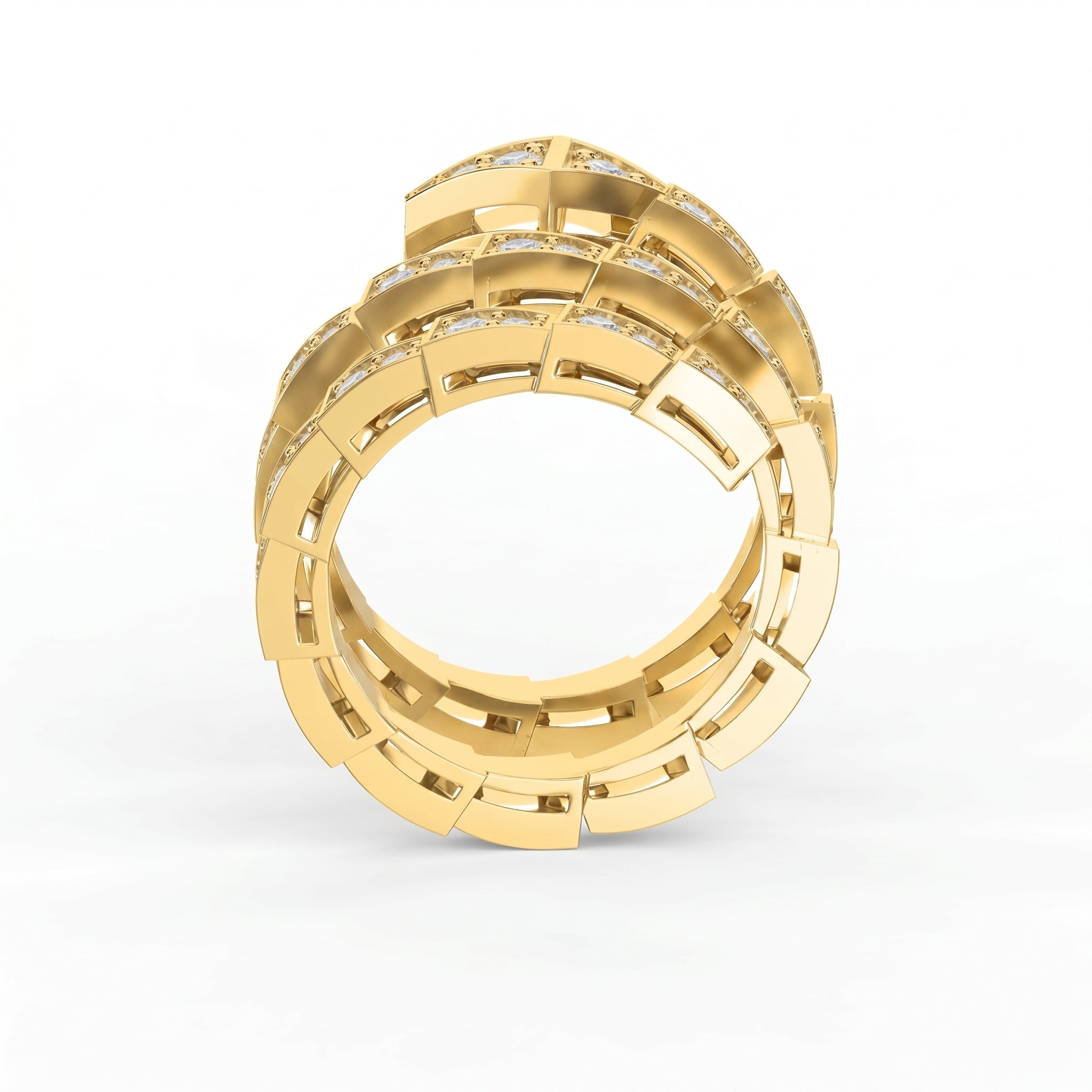 Diamond Studded Serpenti Viper Finger Curved Ring ( 1.40 - 1.60 ct. )