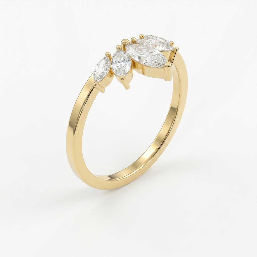 Marquise Diamond Curve Design Wedding Band