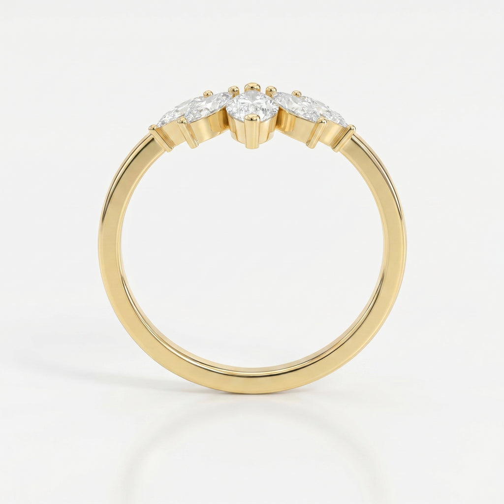 Marquise Diamond Curve Design Wedding Band