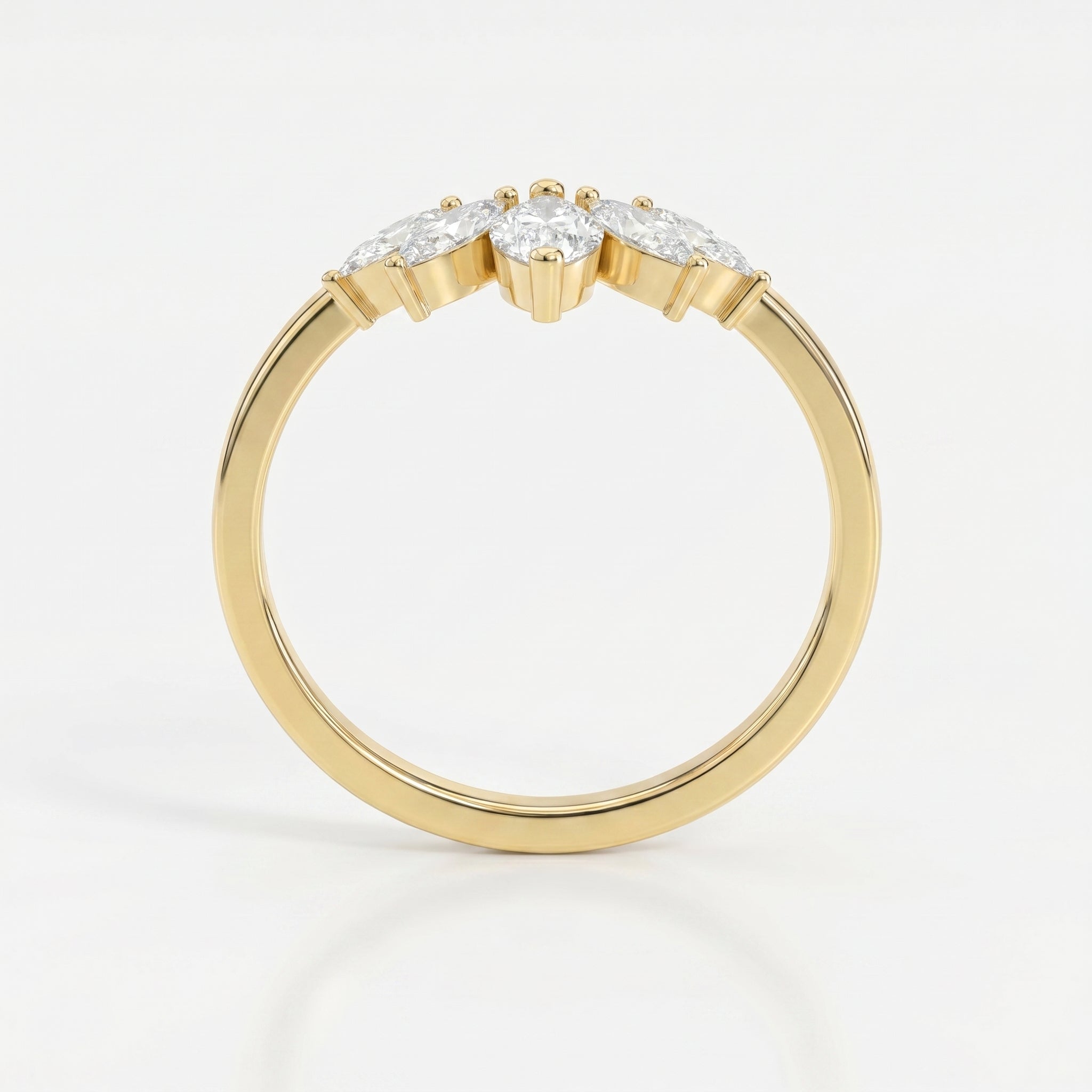 Marquise Diamond Curve Design Wedding Band