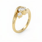 Modern Three-Stone Diamond Bypass Unique Swirl Design
