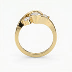 Modern Three-Stone Diamond Bypass Unique Swirl Design