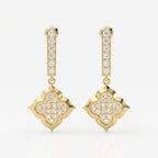 Round Cut Diamond Quatrefoil Drop Earrings