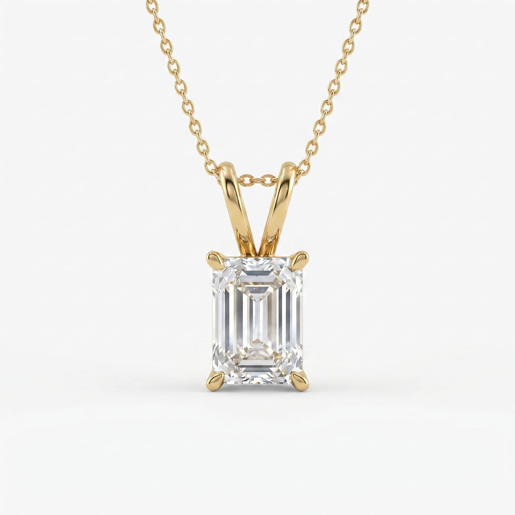 Emerald Cut Diamond Pendant Necklace