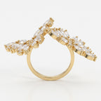 Double Floral Statement Cocktail Butterfly Style Fashion Ring