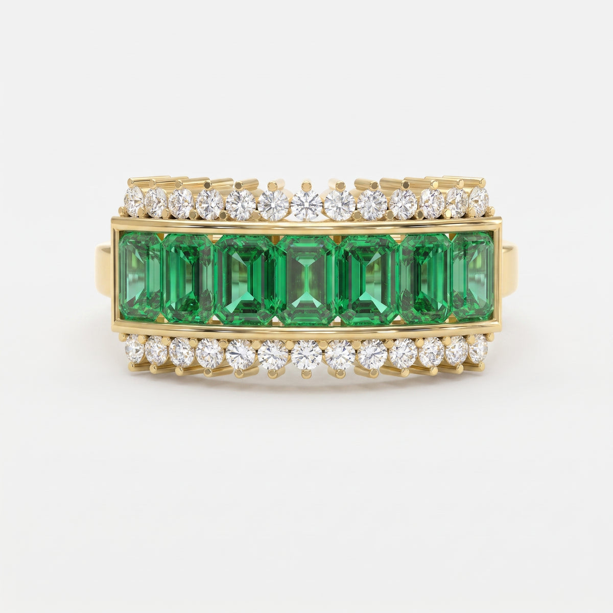 Emerald Cut Green Diamond Statement Ring