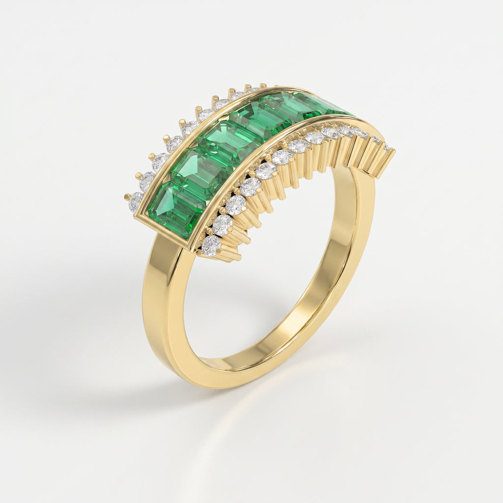 Emerald Cut Green Diamond Statement Ring