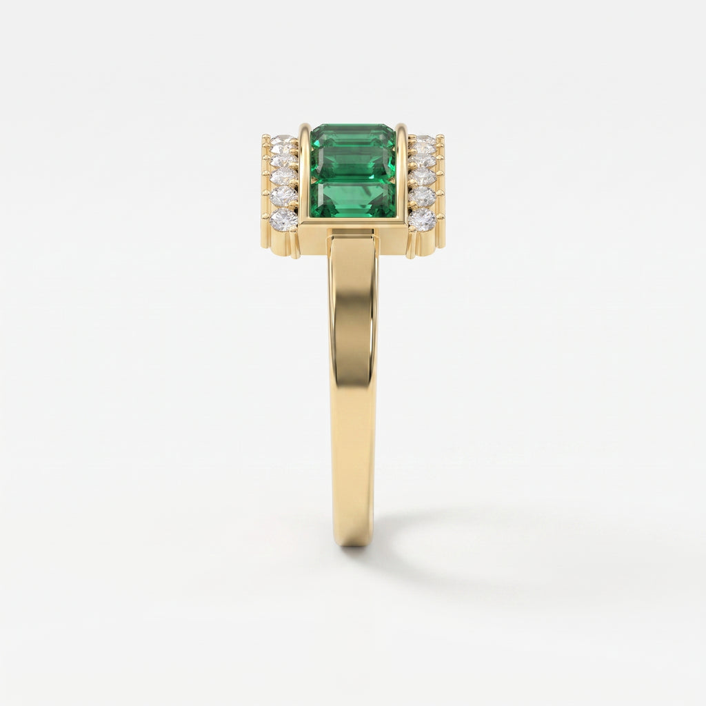 Emerald Cut Green Diamond Statement Ring