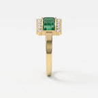Emerald Cut Green Diamond Statement Ring