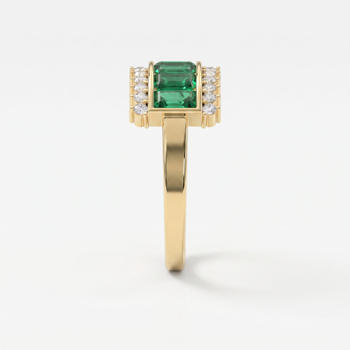 Emerald Cut Green Diamond Statement Ring