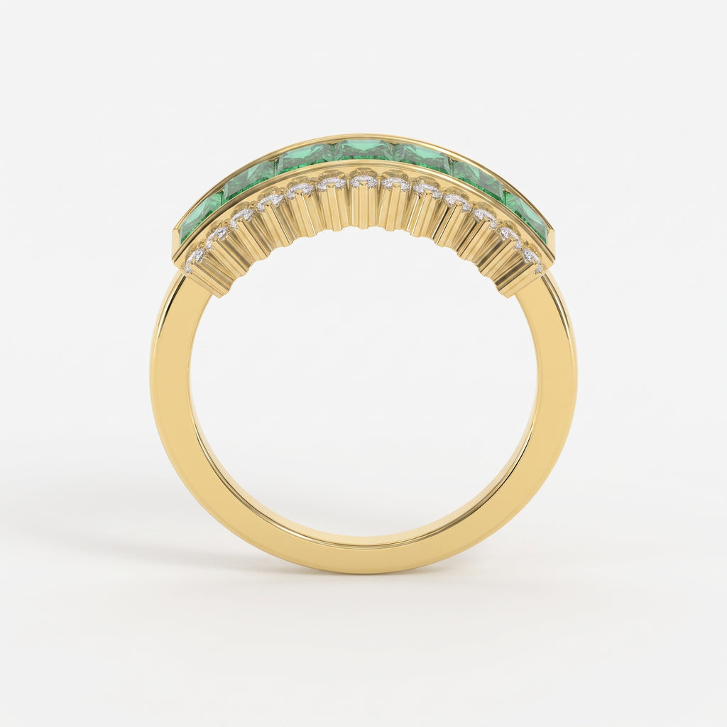 Emerald Cut Green Diamond Statement Ring