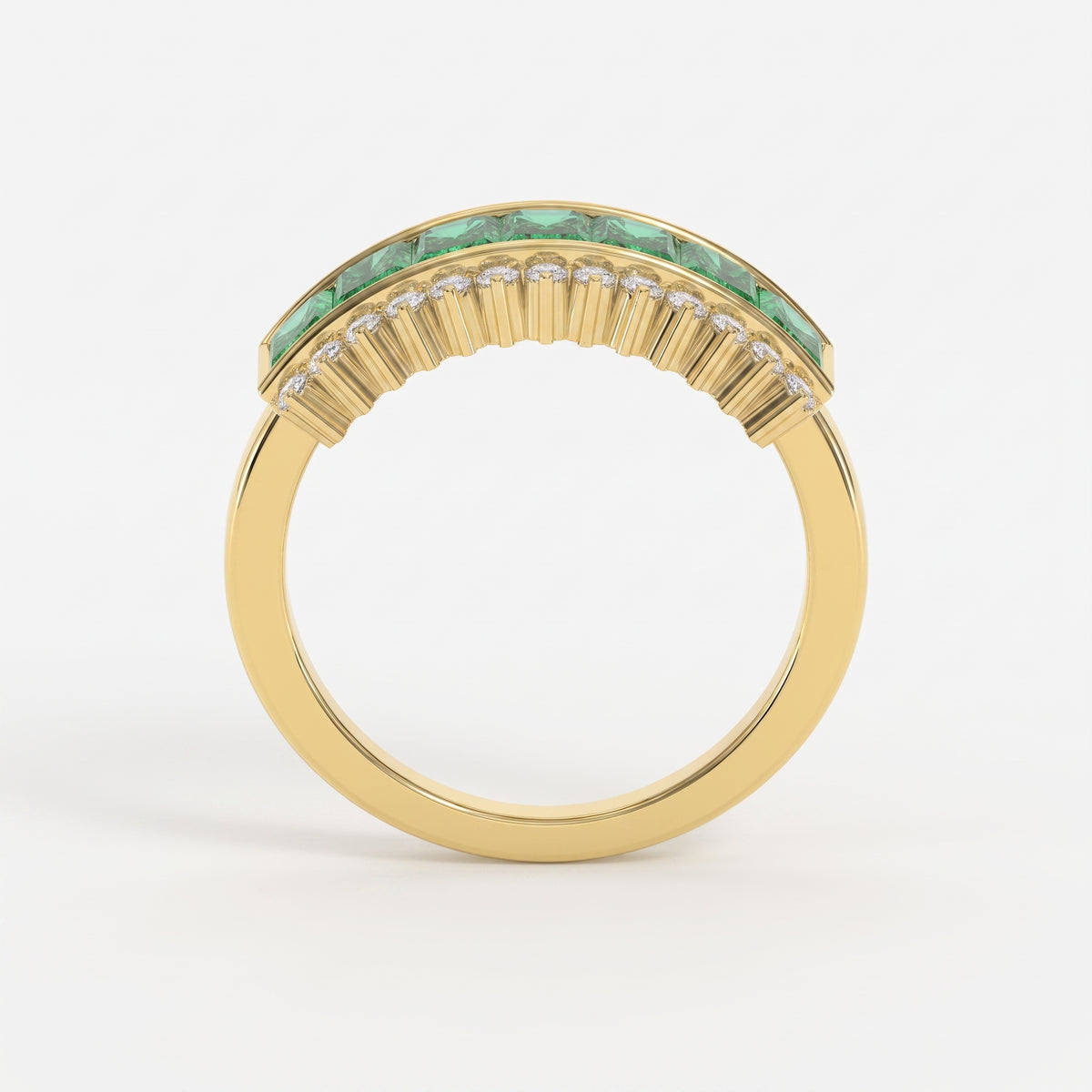 Emerald Cut Green Diamond Statement Ring