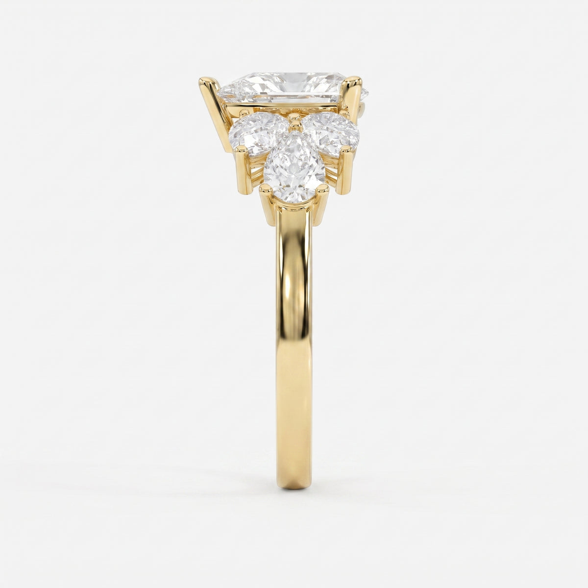 Floral Cocktail Cluster Design Pear Shape Diamond Fashion Ring