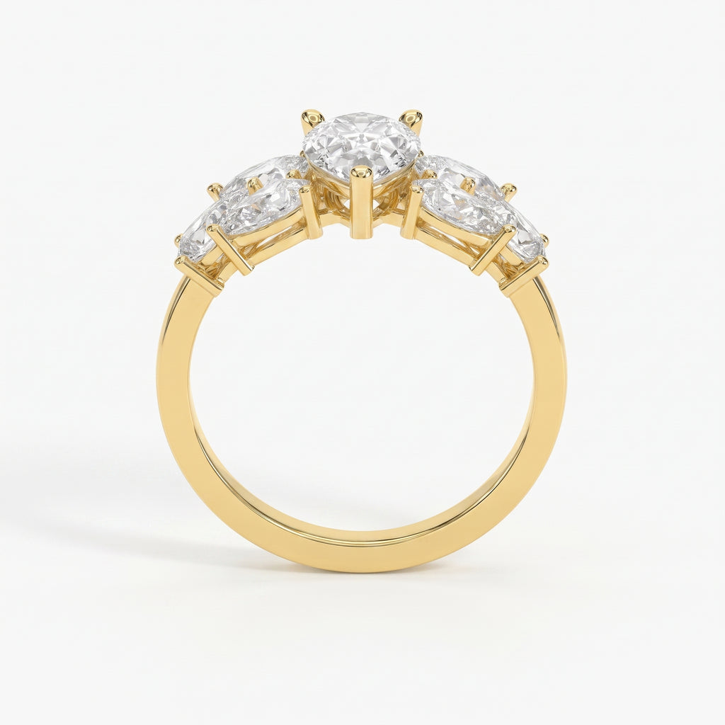 Floral Cocktail Cluster Design Pear Shape Diamond Fashion Ring