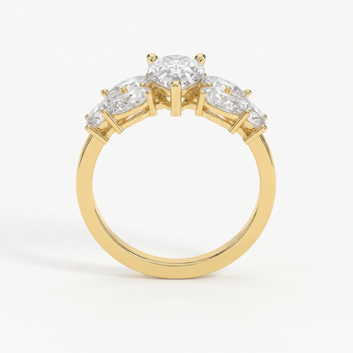 Floral Cocktail Cluster Design Pear Shape Diamond Fashion Ring