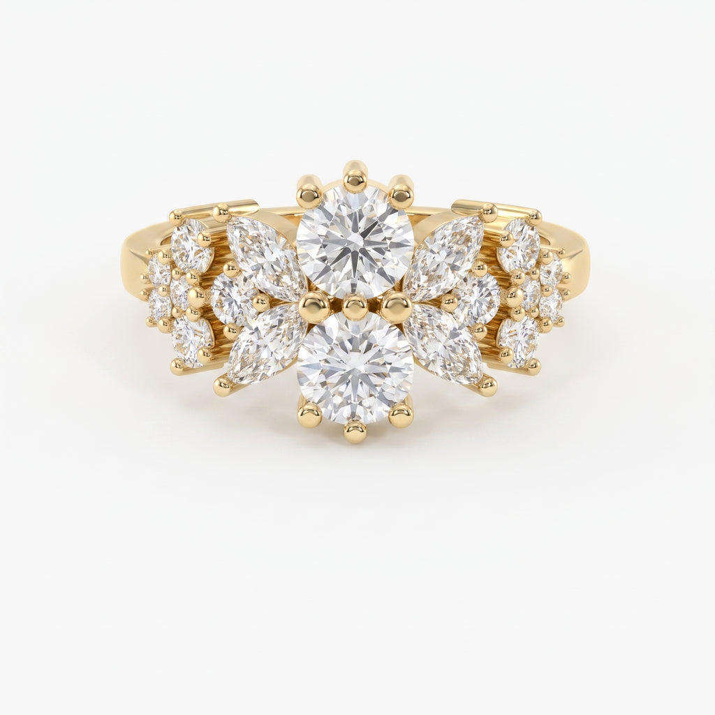 Luxury Statement Floral Diamond Design Fashion Ring