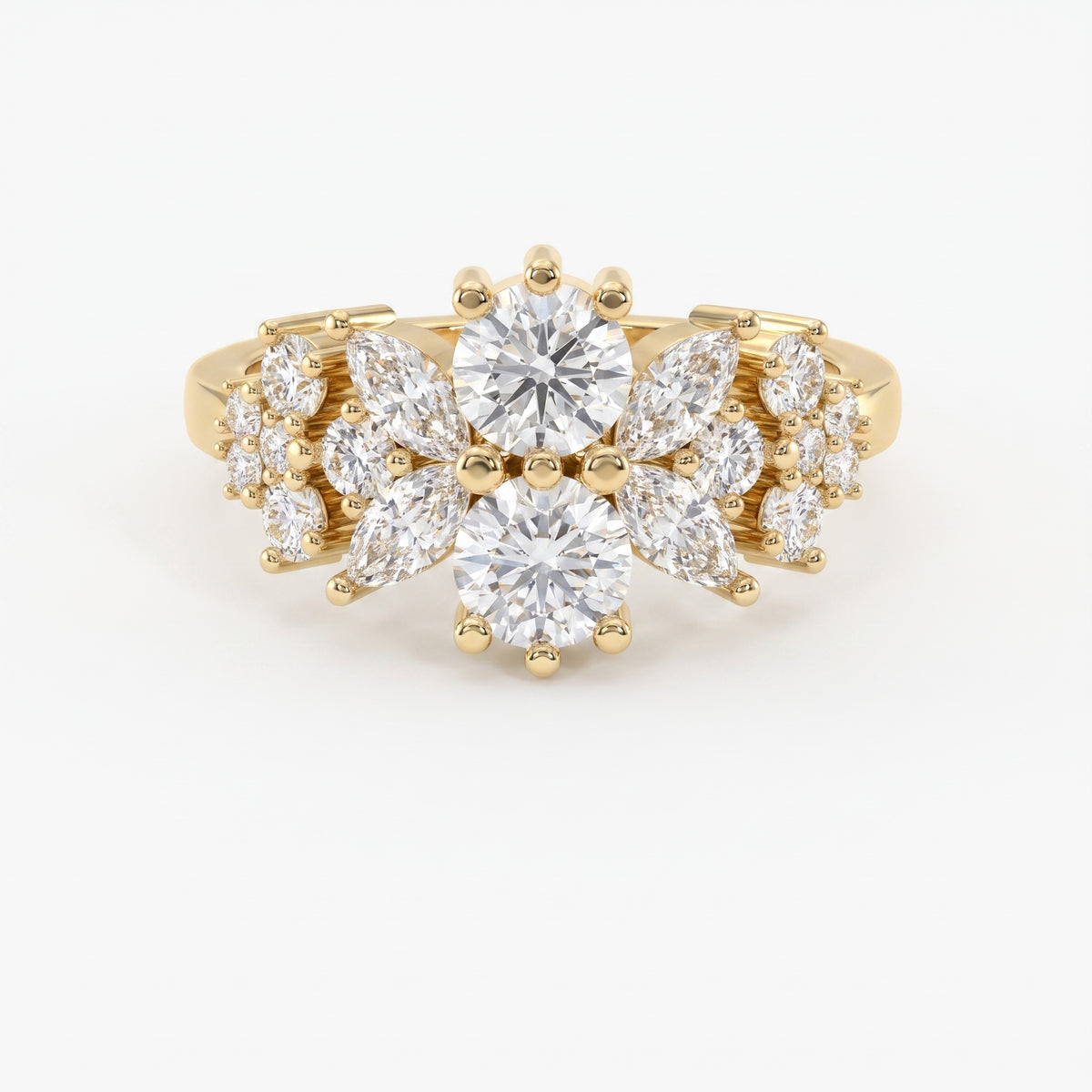 Luxury Statement Floral Diamond Design Fashion Ring